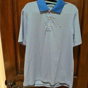 Vineyard Vines Performance -  Blue Striped Golf Polo